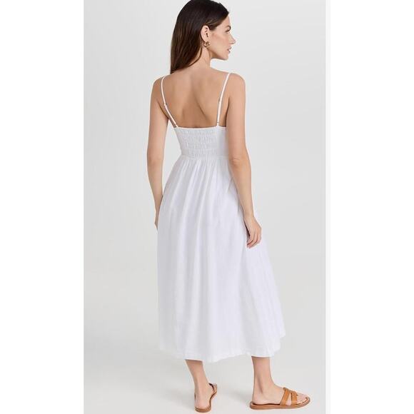 Madewell Women’s Double Tie Cutout Sweetheart Midi White Dress size 4 - Picture 3 of 11